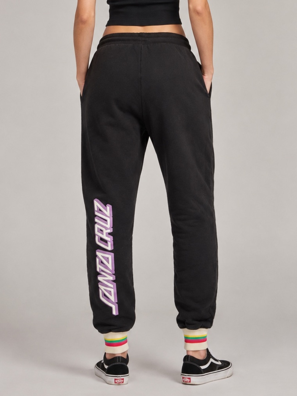 Santa Cruz Skateboards Black Joggers Snow Sweats with stripe cuffs New